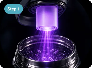 UV-C-LED in der Beam+-Kappe desinfiziert das Innere der Flasche